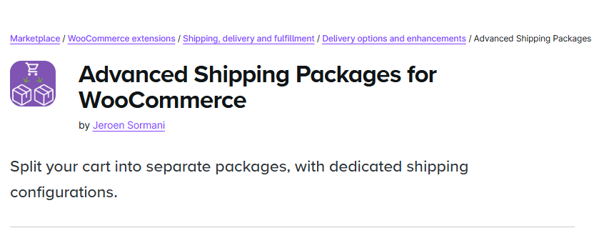 Advanced Shipping Packages for WooCommerce plugin
