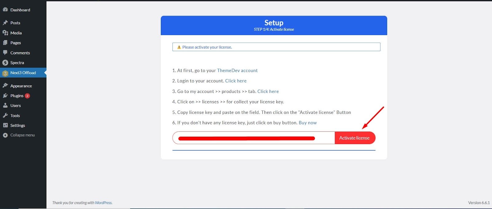 Activate Next3 Offload License